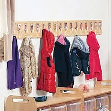 Children's coats ready for a nursery day